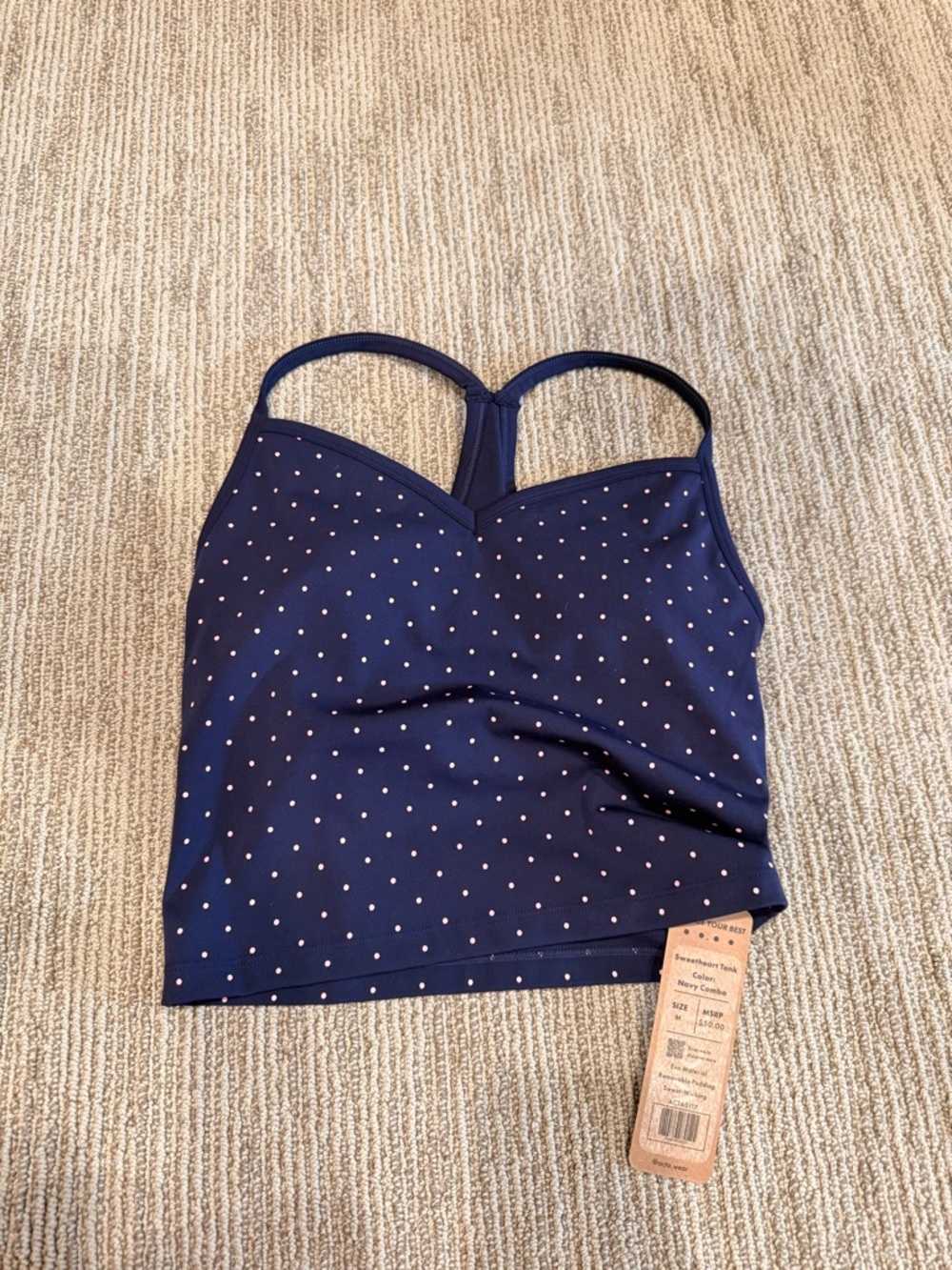 ACTA Sweetheart Tank Navy Polka Dot Top